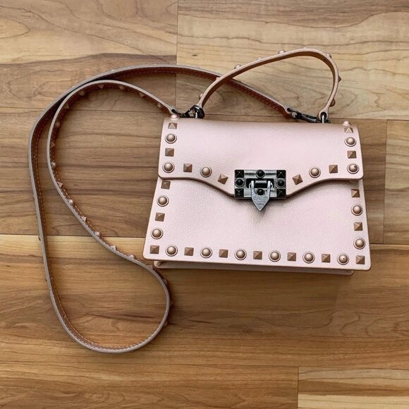 Jelly Purse Clutch Purse Vegan Muted Rose Gold Studded Removable Strap - Picture 1 of 13